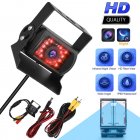12V-24V Truck Rear View Backup Camera Heavy Duty 18 LEDs CCD High Definition Infrared Fill Light 120-Degree Wide View Angle IP68 Waterproof Universal For Bus Truck Van RV black