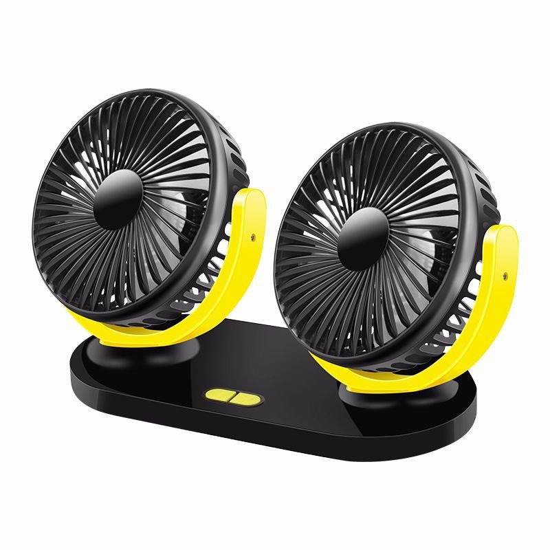 12V / 24V USB Car Cooling Fan Low Noise Summer Air Conditioning 360 Degrees Rotation Adjustable Car Fan Black yellow