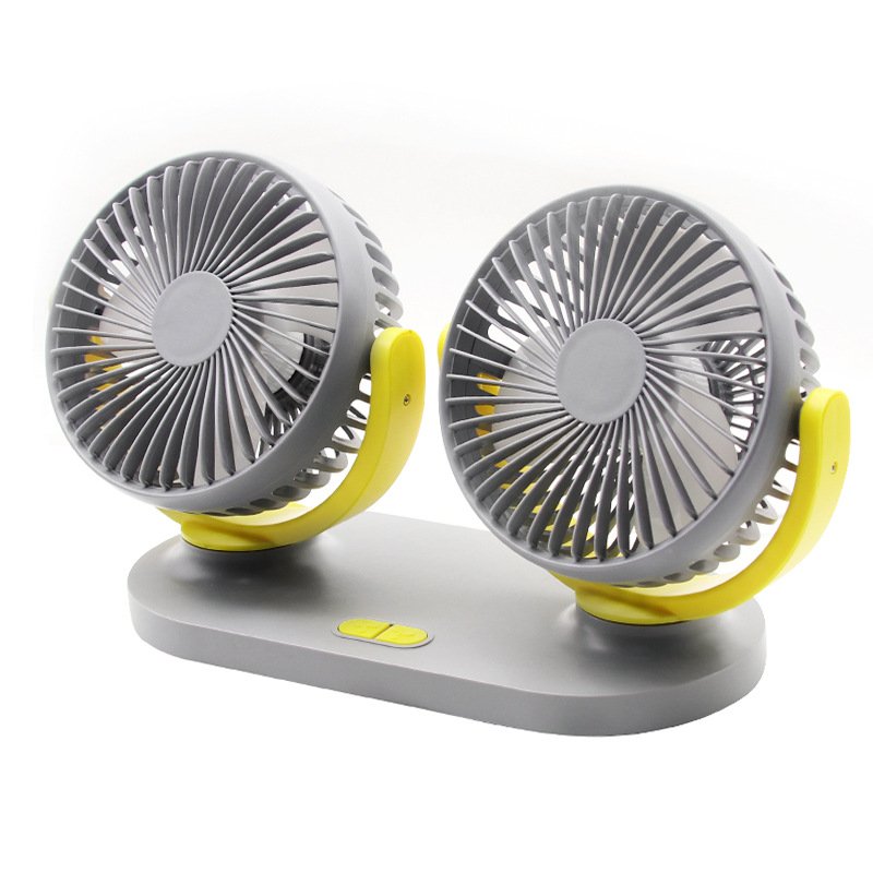 12V / 24V USB Car Cooling Fan Low Noise Summer Air Conditioning 360 Degrees Rotation Adjustable Car Fan Grayish yellow