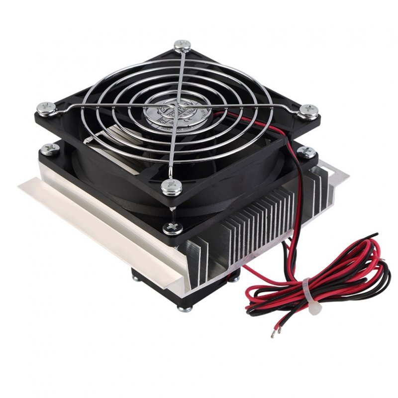 12V 6A Thermoelectric Peltier Refrigeration Cooler Fan Cooling System Kit 6W (Black Silver) 60W