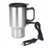 12V Car Heating Cup Car Heated Mug 450ml Stainless Steel Travel Electric Coffee Cup Insulated Heated Thermos Mug silver