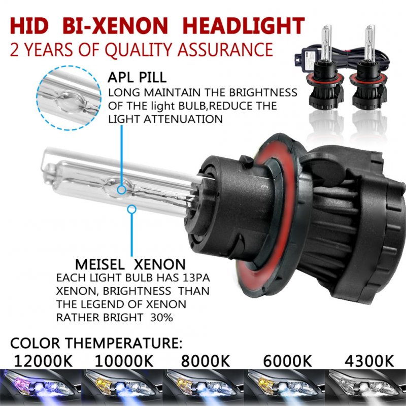 12V HID Xenon Replacement Headlights Set 55W H13 BI-XENON HI/LOW Daylight
