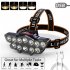 12led Headlamp Waterproof Rechargeable Head mounted Flashlight Torch Outdoor Night Fishing Headlight gold