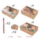 12pcs Christmas Cookie Boxes With Clear Windows Christmas Kraft Paper Gift Boxes Perfect For Candy Treats Snacks (22 x 15 x 7cm) 12pcs/pack