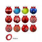 12pcs Christmas Decorations Outdoor Hanging Ornaments With 98 Feet Ribbon For Porch Xmas Tree Christmas Party Decoration Colored balls