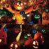 12pcs Reusable Luminous Pumpkin Wall Sticker For Halloween Party Refrigerator Door Mailbox Decor as shown