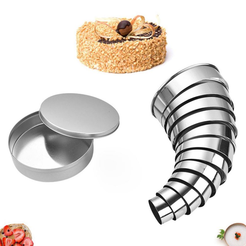 12pcs/Set Stainless Steel Round Mold Practical  Circle DIY Biscuit Mousse Cake Dessert Pastry Decorating Tool Silver