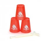 12pcs Sport Stacking Cups Set Transparent Speed Flying Stacking Cup Competition Special Educational Toys Transparent red