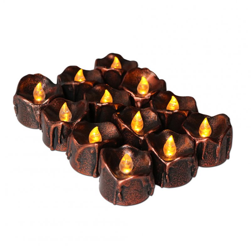 12pcs/pack Led Color-plated Shell Electronic Candle Frameless Candle  Ornaments Yellow flash