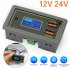 12v 24v Dual Usb Led Digital Display Car Automotive Voltmeter Battery Monitor Support 3 Type Battery Usb Fast Charging As Shown