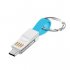 13 Cm Usb Cable 3 In 1 Type C Micro Usb Portable Charging Data Cables blue