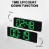 13 Inch Large Led Digital Wall Clock Simple Hanging Remote Display Pendulum Temperature Clock Black shell green light