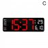 13 Inch Large Led Digital Wall Clock Simple Hanging Remote Display Pendulum Temperature Clock Black shell red light
