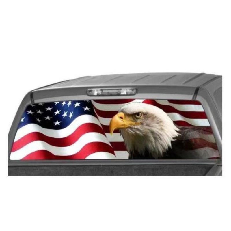 135*36cm Car Rear Window Graphic Eagle Flag Decal Tint Print Sticker for Truck Suv