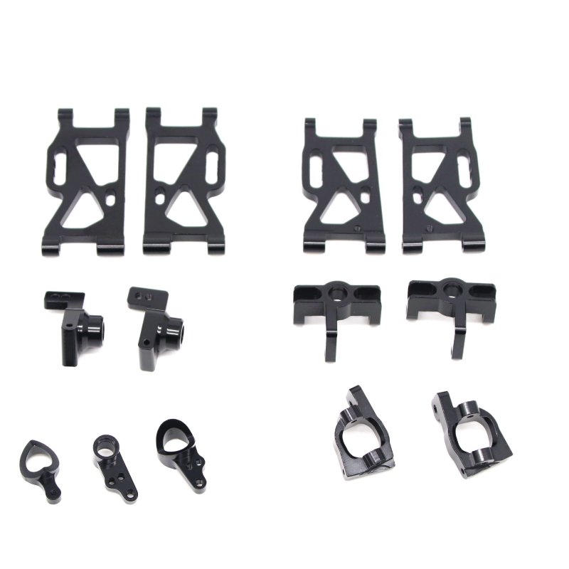 13Pcs/set Metal Front Rear Wheel Seat Base C Swing Arm Steering Clutch Component for WLtoys 144001 1/14 RC Car Upgrade Spare Parts black_13PCS