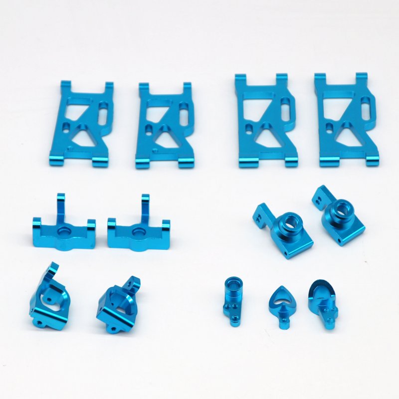 13Pcs/set Metal Front Rear Wheel Seat Base C Swing Arm Steering Clutch Component for WLtoys 144001 1/14 RC Car Upgrade Spare Parts blue_13PCS