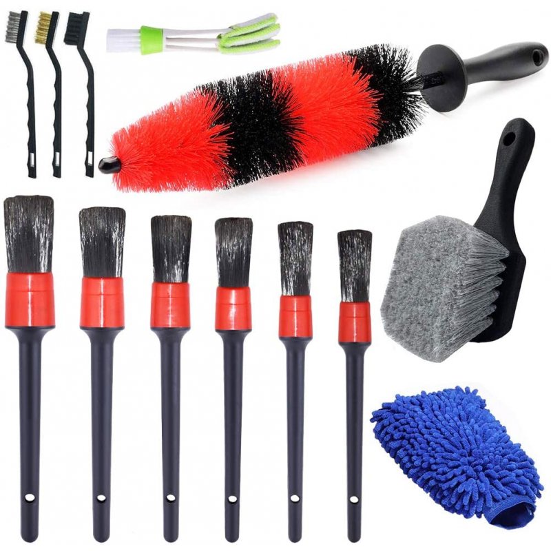 13pcs 17inch Soft Wheel Brush Car Detail Brush For Automotive Cleaning Wheels Dashboard Interior Exterior Leather Air Vents 13 piece set