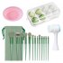 13pcs Makeup Brushes Kit With Wood Handle Foundation Eyeshadow Brush Makeup Sponge Set Beauty Tools With Storage Bag Cyan  8 Makeup Spong