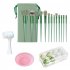 13pcs Makeup Brushes Kit With Wood Handle Foundation Eyeshadow Brush Makeup Sponge Set Beauty Tools With Storage Bag Cyan  8 Makeup Spong