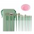 13pcs Makeup Brushes Kit With Wood Handle Foundation Eyeshadow Brush Makeup Sponge Set Beauty Tools With Storage Bag Cyan  8 Makeup Spong