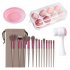 13pcs Makeup Brushes Kit With Wood Handle Foundation Eyeshadow Brush Makeup Sponge Set Beauty Tools With Storage Bag Cyan  8 Makeup Spong