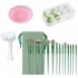 13pcs Makeup Brushes Kit With Wood Handle Foundation Eyeshadow Brush Makeup Sponge Set Beauty Tools With Storage Bag Cyan  4 Makeup Spong
