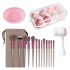 13pcs Makeup Brushes Kit With Wood Handle Foundation Eyeshadow Brush Makeup Sponge Set Beauty Tools With Storage Bag Cyan  4 Makeup Spong