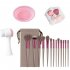 13pcs Makeup Brushes Kit With Wood Handle Foundation Eyeshadow Brush Makeup Sponge Set Beauty Tools With Storage Bag Cyan  4 Makeup Spong