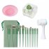 13pcs Makeup Brushes Kit With Wood Handle Foundation Eyeshadow Brush Makeup Sponge Set Beauty Tools With Storage Bag Cyan  4 Makeup Spong