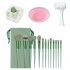 13pcs Makeup Brushes Kit With Wood Handle Foundation Eyeshadow Brush Makeup Sponge Set Beauty Tools With Storage Bag Cyan  4 Makeup Spong