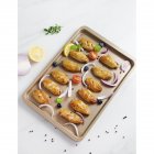 14 5in Rectangular Bread Cake Baking Tray Non stick Coating Carbon Steel Oven Shallow Plate Gold