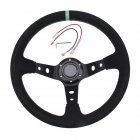14 Inch 350mm Modified Suede Leather Steering Wheel Automobile Deep Corn Drifting Race Steering Wheel Green