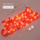 14 LEDs Letters Christmas Lights Super Bright Energy Saving LED Hanging Lights For Fence Pathway Trees Garden Yard (11x4.3 Inches) red