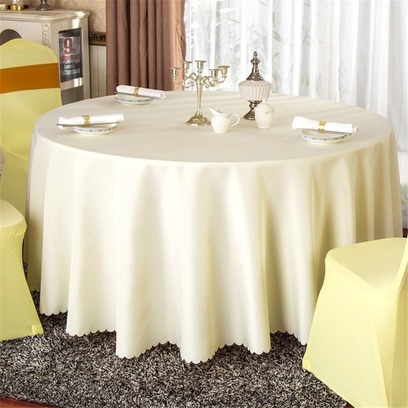 140cm Solid Table Cloth Round Satin Tablecloth Wedding Party Restaurant Home Table Cover  White_Round 140cm