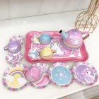 14pcs Tea Party Set For Little Girls Kitchen Utensils Tableware Metal Princess Tea Party Set Pretend Play Toys
