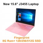 15 6  Notebook Intel Celeron J3455 Pink Color Computer Notebook 8g  Ram 128g 256g 512glaptop With Fingerprint 512g 256G US plug