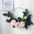 15 Inches Simulate Wreath Garland Hanging Pendant for Home Kitchen Wall Decoration Pink