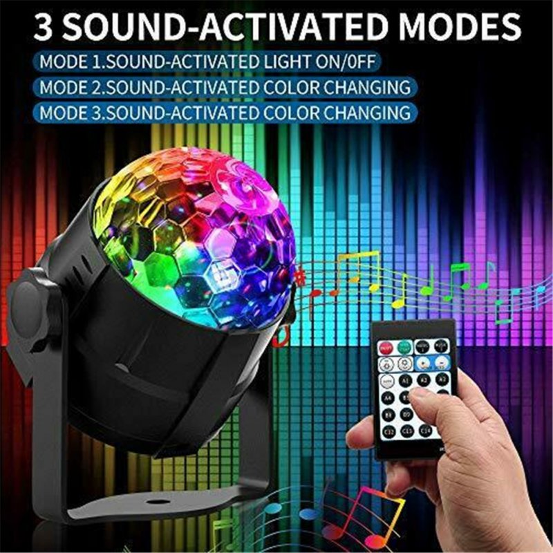 15-color Led  Stage  Light, Small Magic Ball Disco Ktv Strobe Lamp With Remote Control, Multiple Control Modes Crystal Lights US Plug