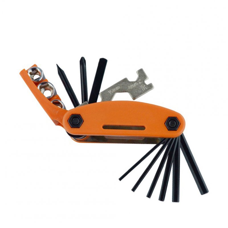 15-in-1 Bike Bicycle Repair Tool Kit Hex Wrench Nut Key Screwdriver Socket Extension Rod Orange