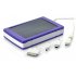 15000mAh Portable Power Bank has a Solar Panel for recharging  two USB Ports as well as Multiple Phone Adapting Tips