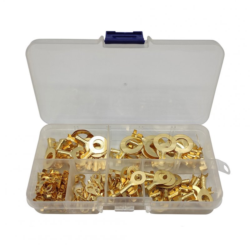 150pcs Copper Ring Cable Terminal Combination Set M3 M4 M5 M6 M8 M10 Terminal Block For Household Appliances Brass color DC/DC DC/DC