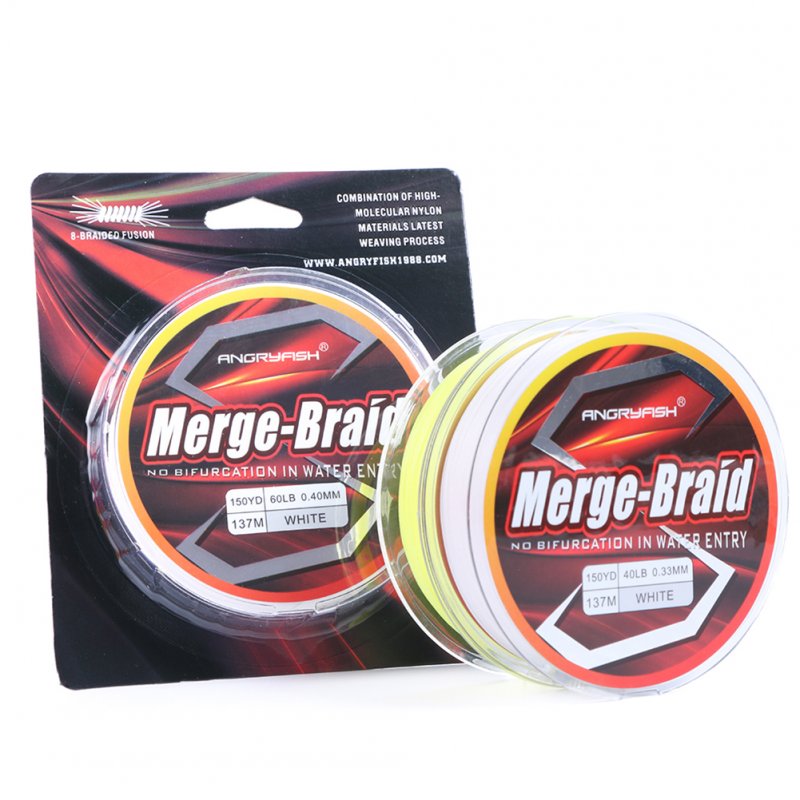 150yd/137m Fishing Line PE Fire Pure Fluorocarbon Coated Merge-Braid 8 Strands Braided Fishing Line yellow_0.20mm-15LB