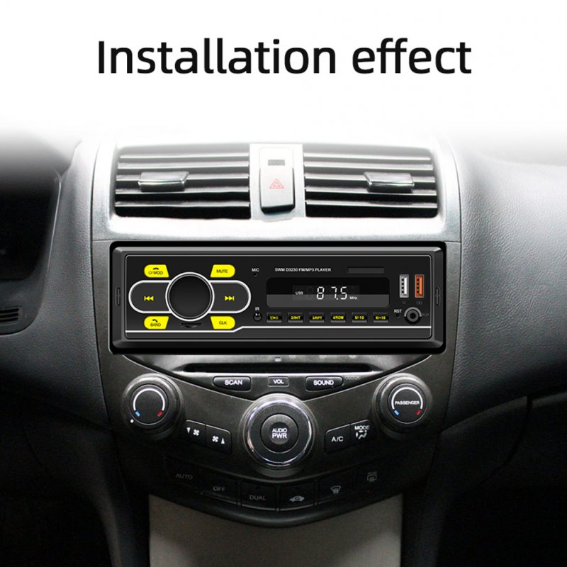 D3230 Car Radio V5.0 MP3 Player FM Radio LED Display 7 Color Button Lights Dual USB Port Stereo Audio Receiver 