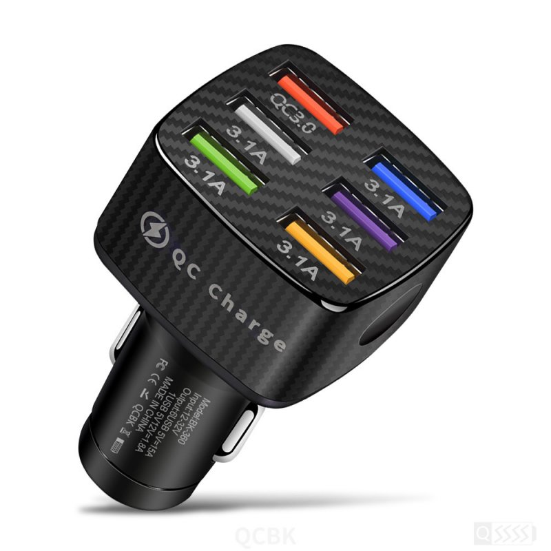 15a 6 Usb Car Charger Luminous Qc3.0 75w Fast Charging Phone Adapter