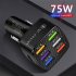 15a 6 Usb Car Charger Luminous Qc3 0 75w Fast Charging Phone Adapter With Led Light Display Stable Buckle White
