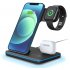 15w 3 In 1 Wireless Fast Charging  Station   Qi Fast Charger For Wireless Charging Mobile Phones Watches black