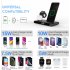 15w 3 in 1 Alarm Clock Wireless  Charger Fast Charging Receiving Design Charge Dock Station For Mobile Phone Watch Headset black