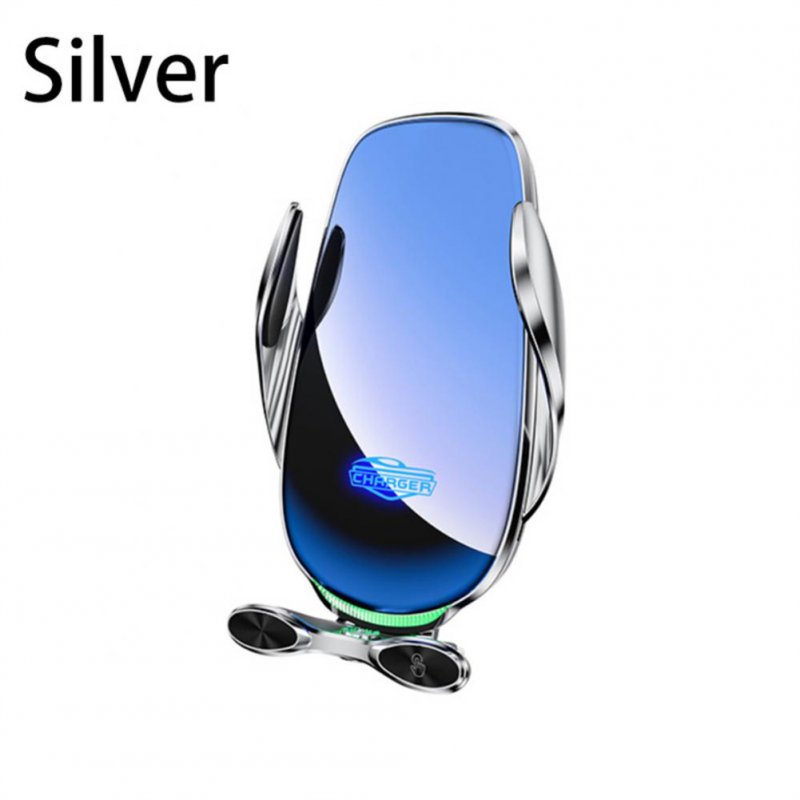 15w Car Wireless Charger Infrared Sensor Automatic Fast Charge Phone Holder Compatible For Xiaomi Samsung Iphone silver
