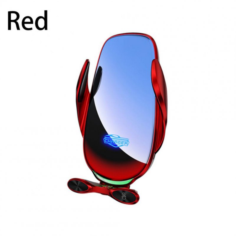 15w Car Wireless Charger Infrared Sensor Automatic Fast Charge Phone Holder Compatible For Xiaomi Samsung Iphone red