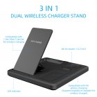 15w Fast Wireless Charger Stand Compatible For Iphone Airpods Watch 3 in 1 Folding Charging Dock Station black